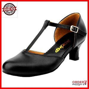 T-Strap Dance Heels 2.5 Inch Heel Latin Ballroom Salsa Character Shoes
